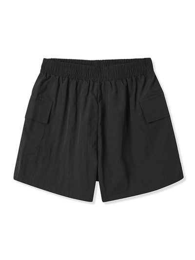 ADHOC Women's Nylon Cargo Elastic Waist Shorts [BLACK] (HA7SP61-39)
