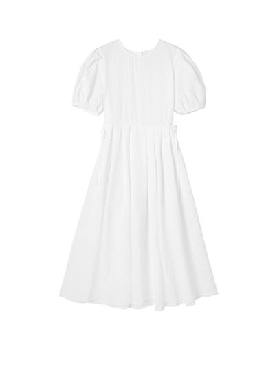 ADHOC Women's Puff Sleeve Tuck Dress (WHITE) (HBROPA1)
