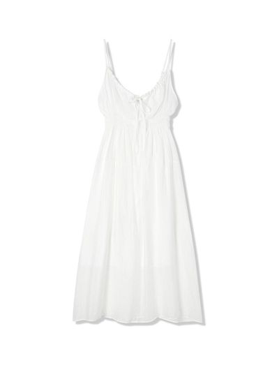 ADHOC Women's Sleeveless Smocked Waist Dress [White] (HBROPA3)