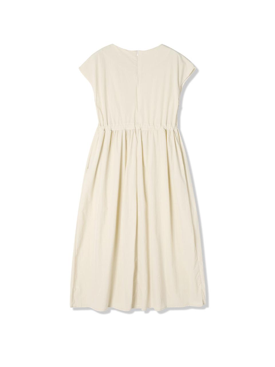 ADHOC Women's Waist String Cap Sleeve Dress [BEIGE] (HBROPA2)