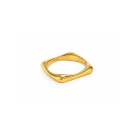 ADIBA ADIBA Plain Minamilist Square Stainless Steel Ring