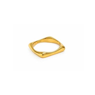 ADIBA ADIBA Plain Minamilist Square Stainless Steel Ring