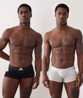 adidas adidas 2-pack Active Flex cotton trunks in gray and black