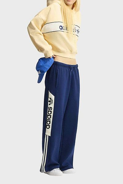 adidas adidas adiSignature NY Wide Leg Sweatpants in Navy, Women's at Urban Outfitters
