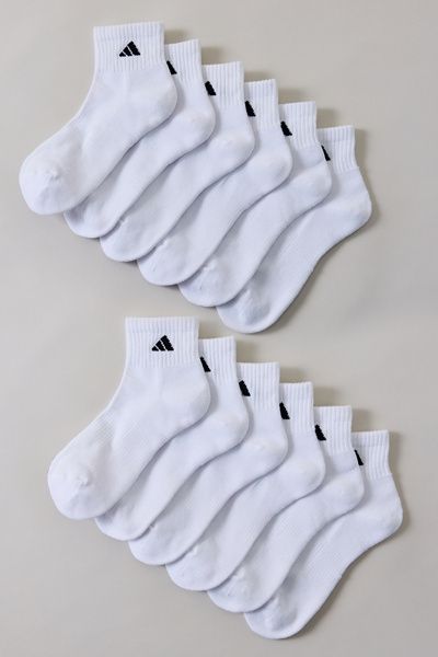 adidas adidas Athletic Cushioned Ankle Socks 6-Pack in White, Men's at Urban Outfitters