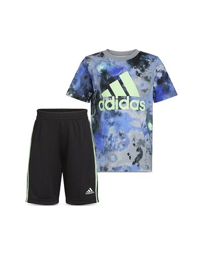 Adidas adidas Boys' Cotton Jersey Logo Graphic Tee & Interlock 3 Stripes Shorts Set