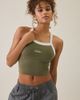 adidas adidas Color Pop Cropped Racerback Tank Top in Khaki, Women's at Urban Outfitters - 1