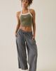 adidas adidas Color Pop Cropped Racerback Tank Top in Khaki, Women's at Urban Outfitters - 2