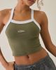 adidas adidas Color Pop Cropped Racerback Tank Top in Khaki, Women's at Urban Outfitters - 3