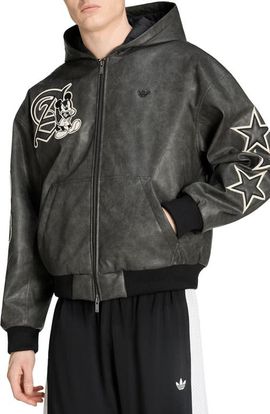 adidas adidas Disney Faux Leather Hooded Jacket