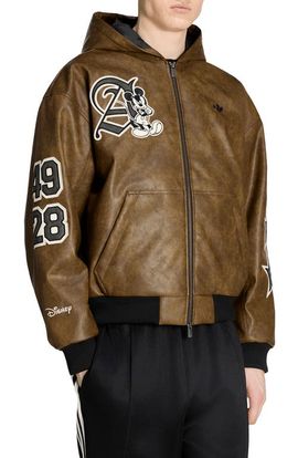 adidas adidas Disney Hooded Faux Leather Jacket