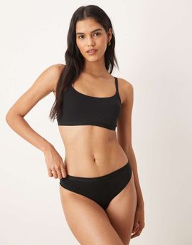 adidas adidas elastic tonal logo high leg bikini briefs in black