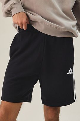 adidas adidas Essentials 3-Stripes Fleece Shorts in Black, Men's at Urban Outfitters