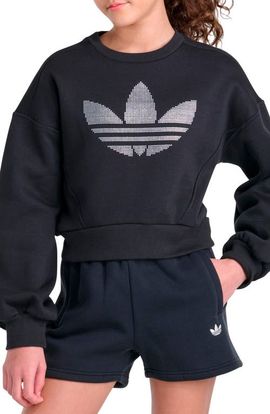 adidas adidas Kids' Glitter Trefoil Fleece Graphic Sweatshirt