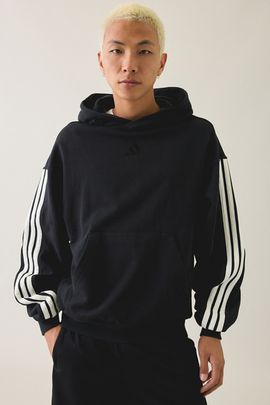 adidas adidas Kit 3-Stripe Hoodie Sweatshirt in Black, Men's at Urban Outfitters