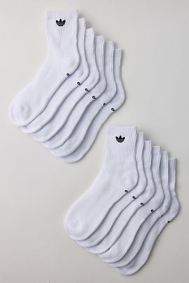 adidas adidas OG Trefoil Quarter Crew Sock 6-Pack in White, Men's at Urban Outfitters