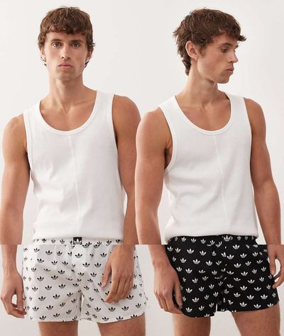 adidas Adidas Originals 2-pack Comfort Core cotton boxer shorts in icon mono print-Multi