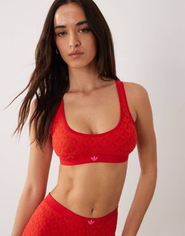 adidas adidas Originals Microterrot monogram jersey scoop bralet in red