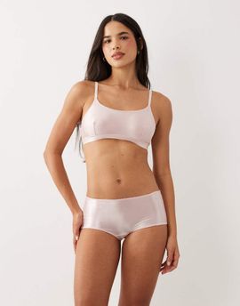 adidas adidas Originals shine satin bandeau bralet with embroidered logo in powder pink