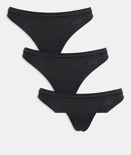 adidas adidas seamless 3 pack thong in black