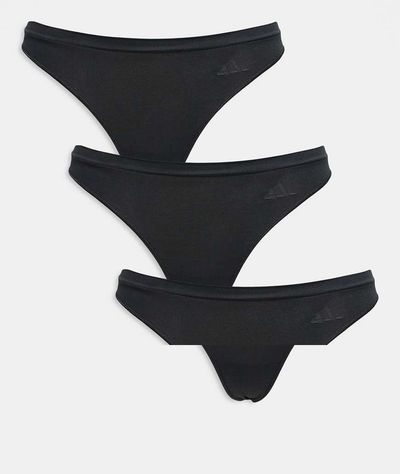 adidas adidas seamless 3 pack thong in black