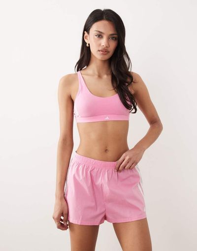 adidas adidas Sports active essentials stripes scoop bralet in pink
