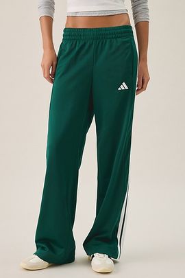adidas adidas Tricot 3-Stripes Snap Track Pants in Green, Women's at Urban Outfitters
