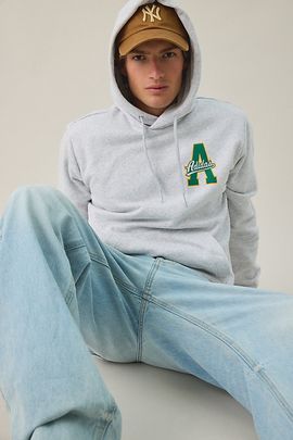 adidas adidas Varsity Graphic Hoodie Sweatshirt in Light Grey, Men's at Urban Outfitters