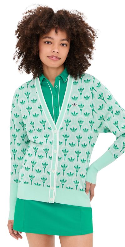 Adidas Golf Adidas Golf Originals All Over Cardigan White/Clear Mint