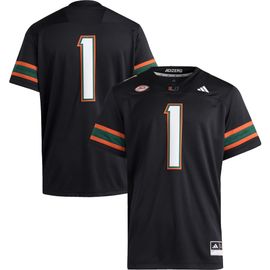 adidas Men's adidas #1 Black Miami Hurricanes Premier Jersey 