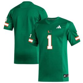 adidas Men's adidas #1 Green Miami Hurricanes Replica Football Jersey 