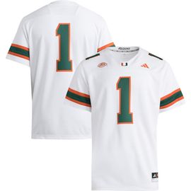 adidas Men's adidas #1 White Miami Hurricanes Premier Jersey 