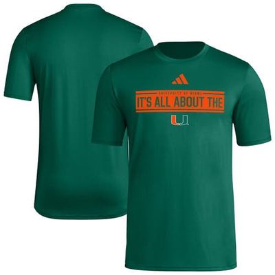 adidas Men's adidas  Green Miami Hurricanes Locker Slogan Pre-Game T-Shirt 