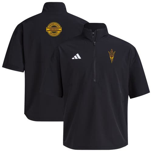 adidas Men's adidas Black Arizona State Sun Devils 2024 Half-Zip Short Sleeve Training Jacket 