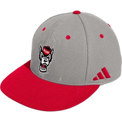 adidas Men's adidas Gray NC State Wolfpack On-Field Baseball Fitted Hat 