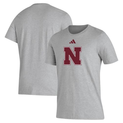 adidas Men's adidas Gray Nebraska Huskers Primary Locker Logo Pre-Game AEROREADY T-Shirt 