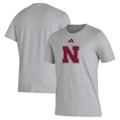 adidas Men's adidas Gray Nebraska Huskers Primary Locker Logo Pre-Game AEROREADY T-Shirt 