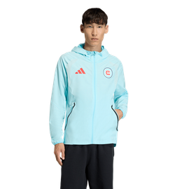 adidas Men's adidas Light Blue Chicago Fire Tiro Travel Full-Zip Hooded Windbreaker 