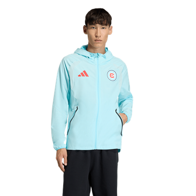 adidas Men's adidas Light Blue Chicago Fire Tiro Travel Full-Zip Hooded Windbreaker 