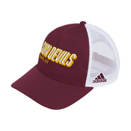adidas Men's adidas Maroon Arizona State Sun Devils Mascot Block Letter Slouch Trucker Adjustable Hat 