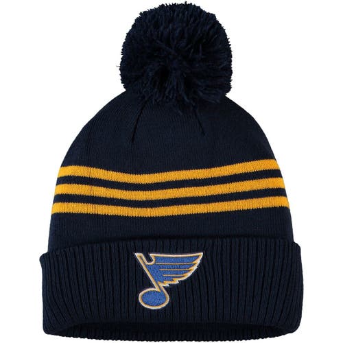 adidas Men's adidas Navy St. Louis Blues Locker Room Three Stripe Cuffed Knit Hat with Pom 