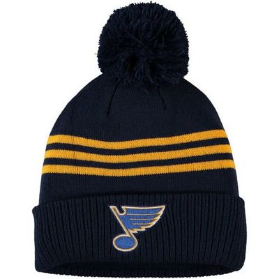 adidas Men's adidas Navy St. Louis Blues Locker Room Three Stripe Cuffed Knit Hat with Pom 