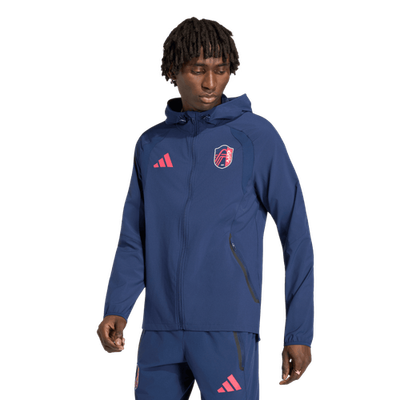 adidas Men's adidas Navy St. Louis CITY SC Tiro Travel Full-Zip Hooded Windbreaker 