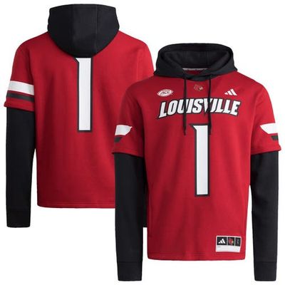 adidas Men's adidas Red Louisville Cardinals Jersey Pullover Hoodie 