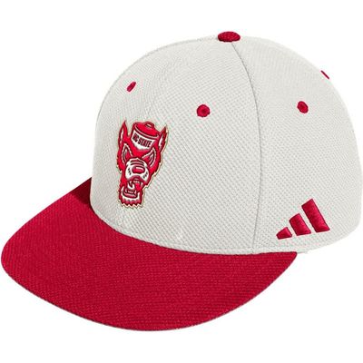 adidas Men's adidas Cream NC State Wolfpack On-Field Fitted Baseball Hat 