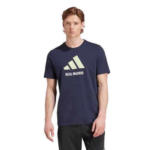 adidas Men's adidas Navy Real Madrid Three-Stripe Wordmark T-Shirt 