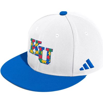 adidas Men's adidas White Kansas Jayhawks On-Field Fitted Baseball Hat 