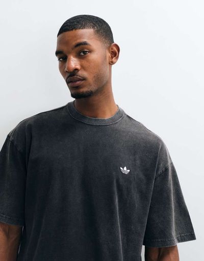 adidas Originals adidas Essentials three stripe T-shirt in washed black