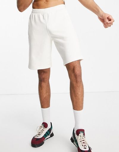 adidas Originals adidas Originals adicolor 3-Stripes non-dye shorts in cream-White
