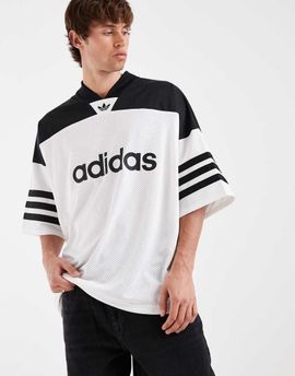 adidas Originals adidas Originals Adicolor oversized football jersey in white and black